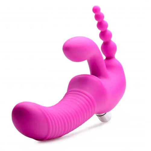 XR Brands Female Sex Toys Regal Rider Vibrating Silicone Strapless StrapOn Triple G Dildo XR Brands Female Sex Toys Regal Rider Vibrating Silicone Strapless StrapOn Triple G Dildo