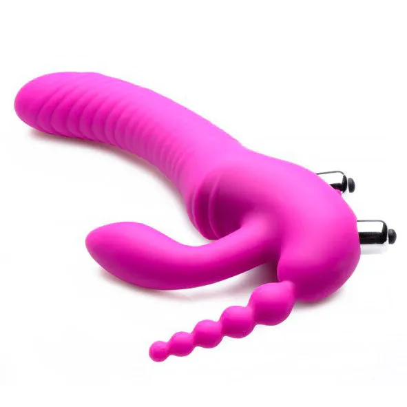 XR Brands Female Sex Toys Regal Rider Vibrating Silicone Strapless StrapOn Triple G Dildo XR Brands Female Sex Toys Regal Rider Vibrating Silicone Strapless StrapOn Triple G Dildo