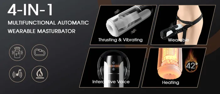 NyoKii Pre Order Male Sex Toys Wearable 7 Thrusting Vibrating Heating Male Masturbator