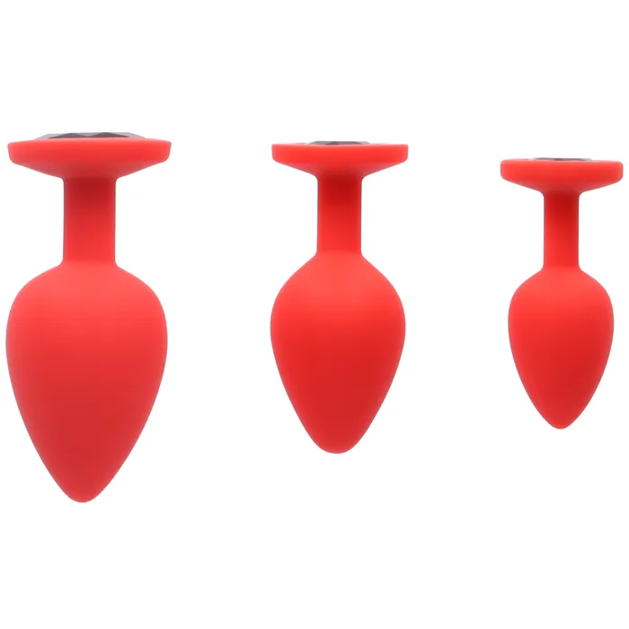 Dark Amour Anal Red Silicone Jeweled Anal Plug Available In 3 Sizes